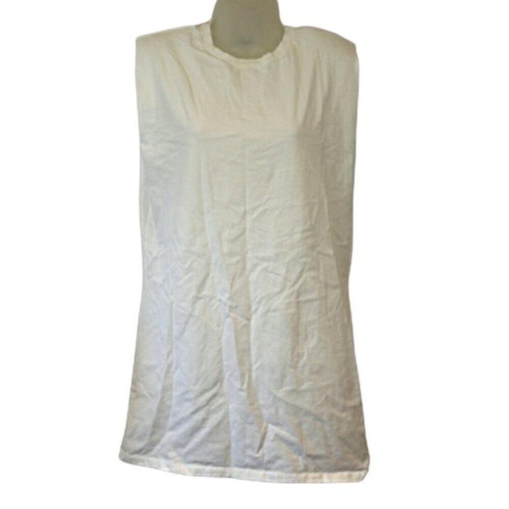 All Saints White Sleeveless Shoulder Pads Top Small